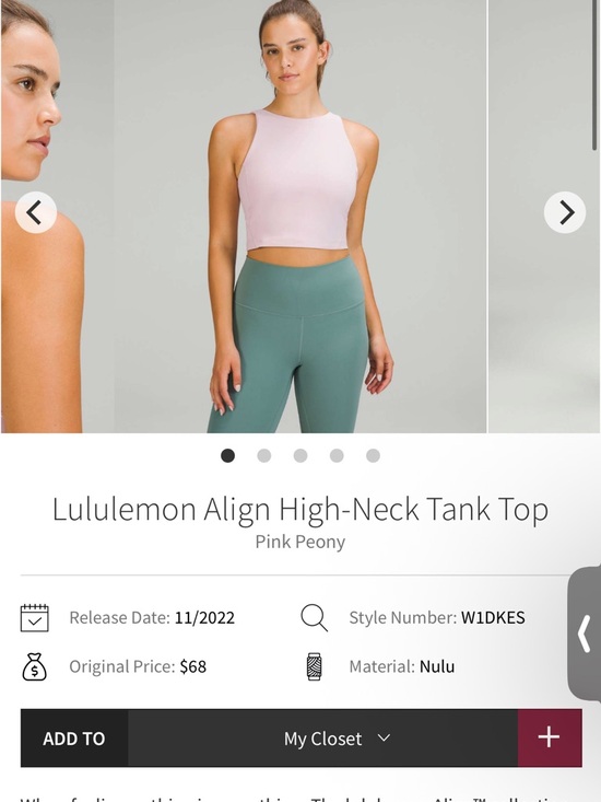 lululemon athletica Tops - lululemon athletica Align High-Neck Tank Top - Light Pink